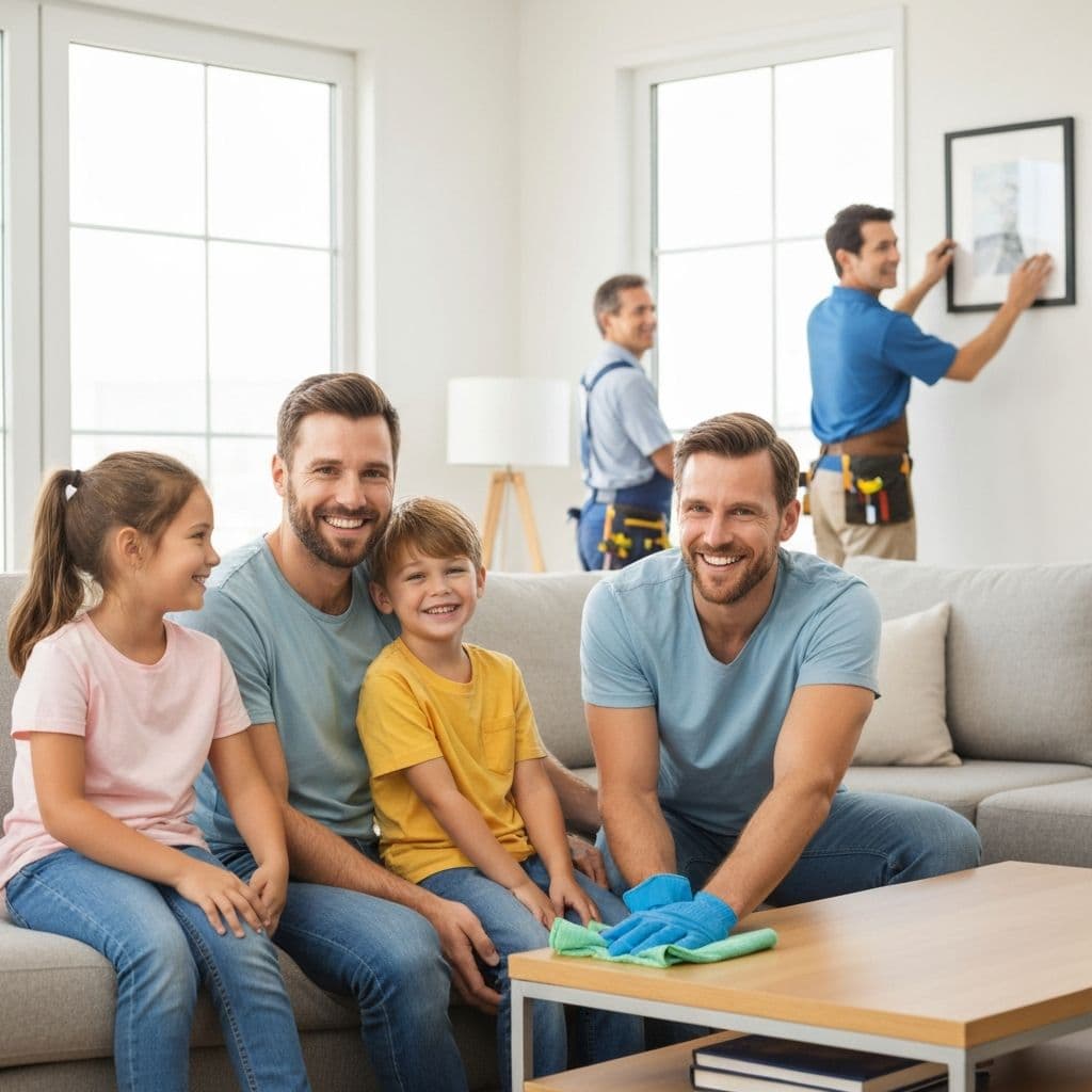 Happy family with professional home service